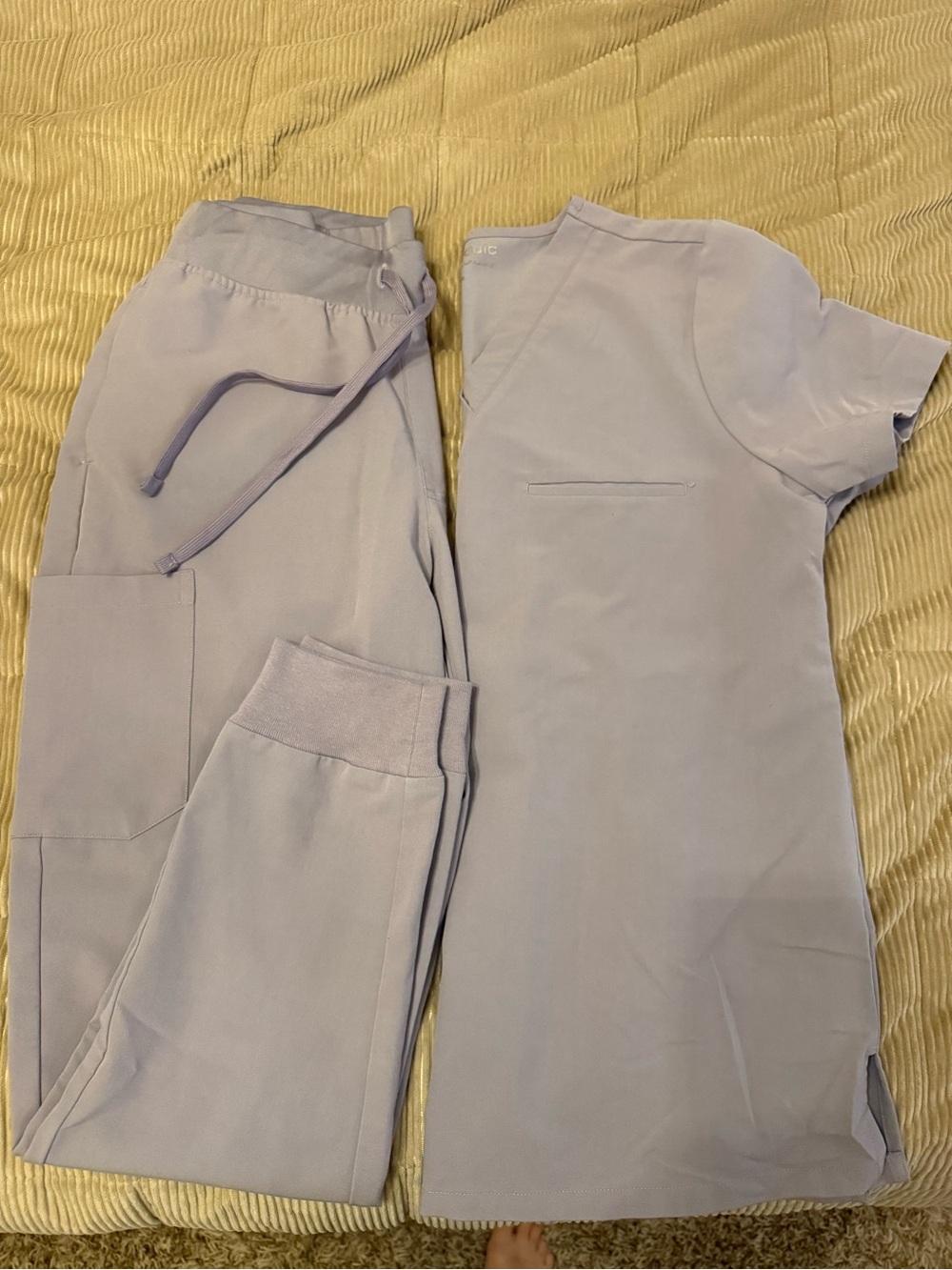 Women's Lavender (Ube) Jogger Scrub Pants and one pocket top- Small